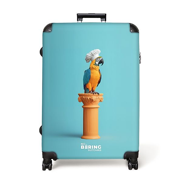 NoBoringSuitcases.com© Hartschalen-Trolley Papagei mit Kochmütze auf günstig online kaufen