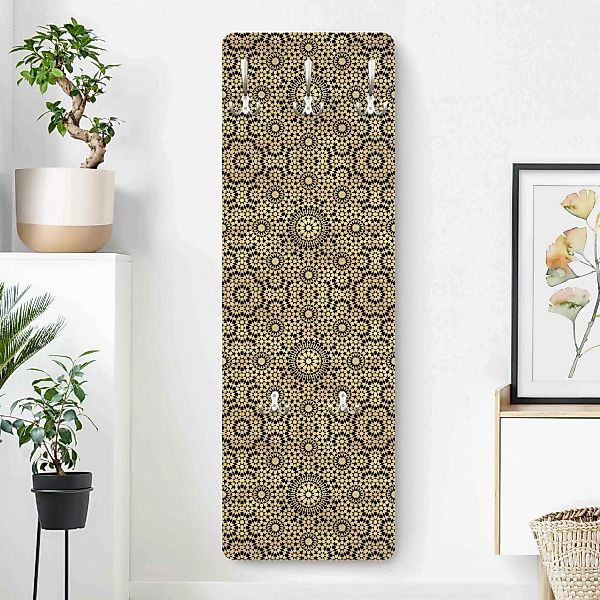 Wandgarderobe Holzpaneel Muster & Textur Orientalisches Muster mit goldenen günstig online kaufen