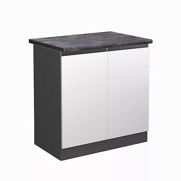 Vicco Spülenunterschrank R-Line, Weiß/Anthrazit, 80 cm, AP Anthrazit günstig online kaufen