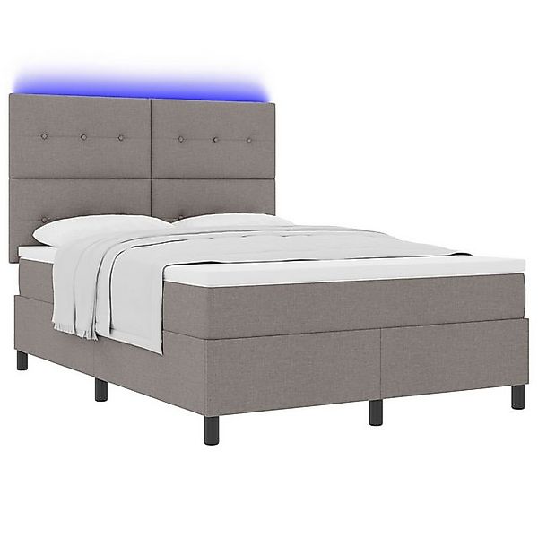 vidaXL Bett Boxspringbett mit Matratze & LED Taupe 140x190 cm Stoff (1-tlg) günstig online kaufen