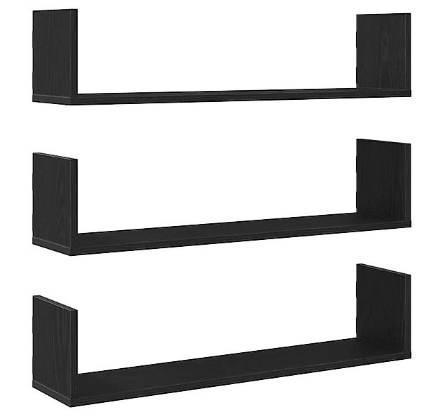 vidaXL Regal Wandregale 3 Stk. Schwarz Eichen-Optik 80x18x18cm Holzwerkstof günstig online kaufen