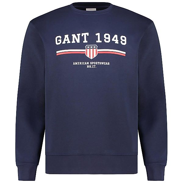 Gant Sweatshirt mit Label-Print Farbe dunkelblau Größe: 5XL günstig online kaufen