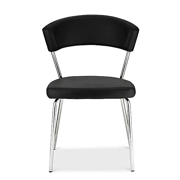 Stühle in Schwarz und Chromfarben Kunstlederbezug (4er Set) günstig online kaufen