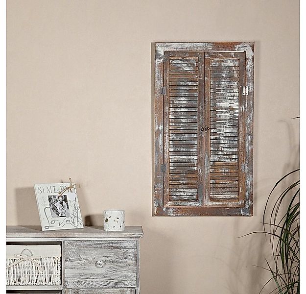 Melko Wandspiegel Wandspiegel Dekospiegel mit Fensterladen und Ablage Holz günstig online kaufen