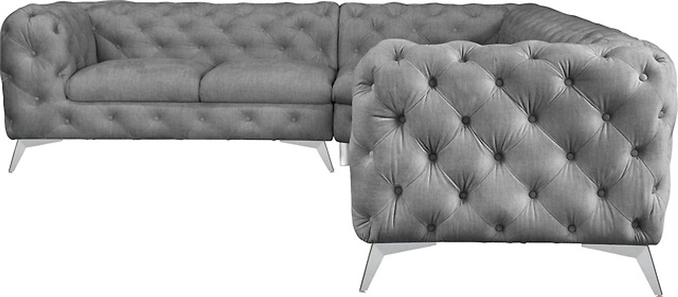 Leonique Chesterfield-Sofa »Ecksofa GLYNIS L-Form mit Wellenunterfederung, günstig online kaufen