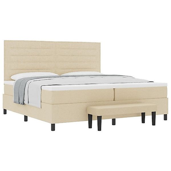 vidaXL Bett Boxspringbett mit Matratze & Bank Creme 200x200 cm Stoff (2-tlg günstig online kaufen