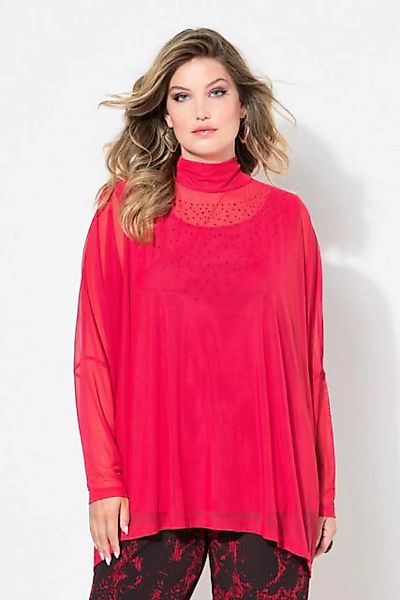 MIAMODA Druckbluse Bluse oversized Mesh Glitzersteinchen Top günstig online kaufen