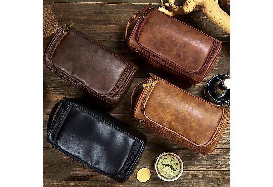 Renna Leather Kulturbeutel Kulturbeutel Leder Kosmetiktasche mit 2 Fächern günstig online kaufen