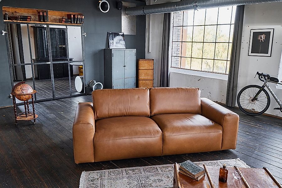 KAWOLA Sofa BODHI Leder Couch - Gemütlichkeit - Wohnzimmer Sofa, Modernes S günstig online kaufen