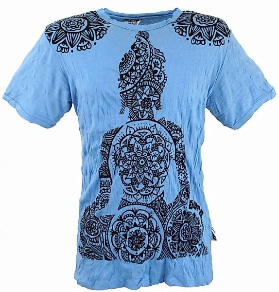 Guru-Shop T-Shirt Sure Herren T-Shirt Mandala Buddha - hellblau Festival, a günstig online kaufen