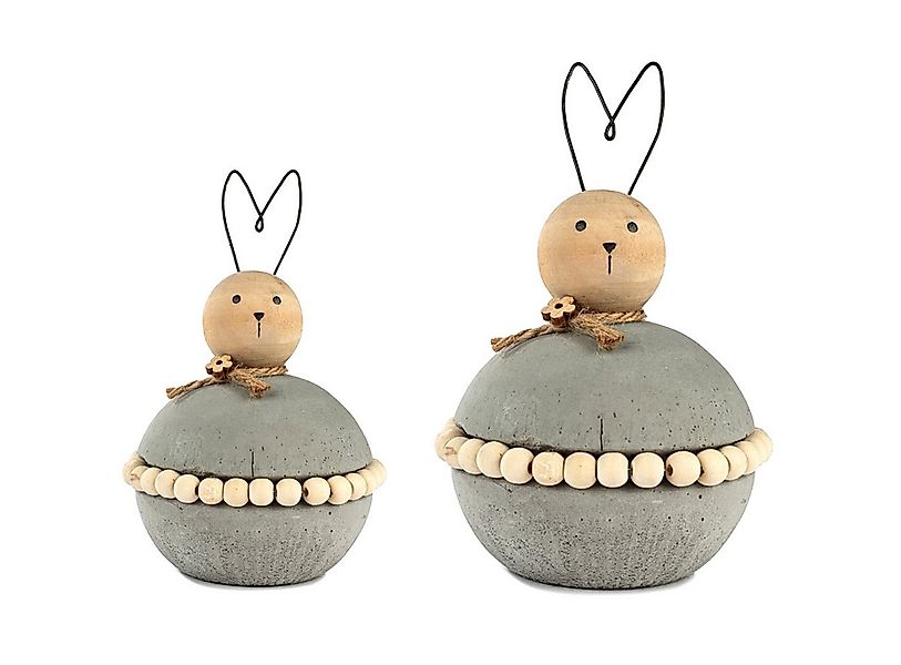 Macosa Home Osterhase Beton mit Perlengürtel 12 oder 15 cm Dekohase rund (D günstig online kaufen