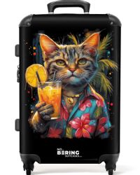 NoBoringSuitcases.com© Hartschalen-Trolley Katze im tropischen Streetart-St günstig online kaufen