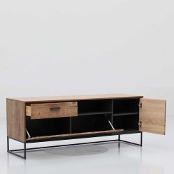 Fernseh Unterschrank im Loft Design Eiche dunkel Optik und Dunkelgrau günstig online kaufen