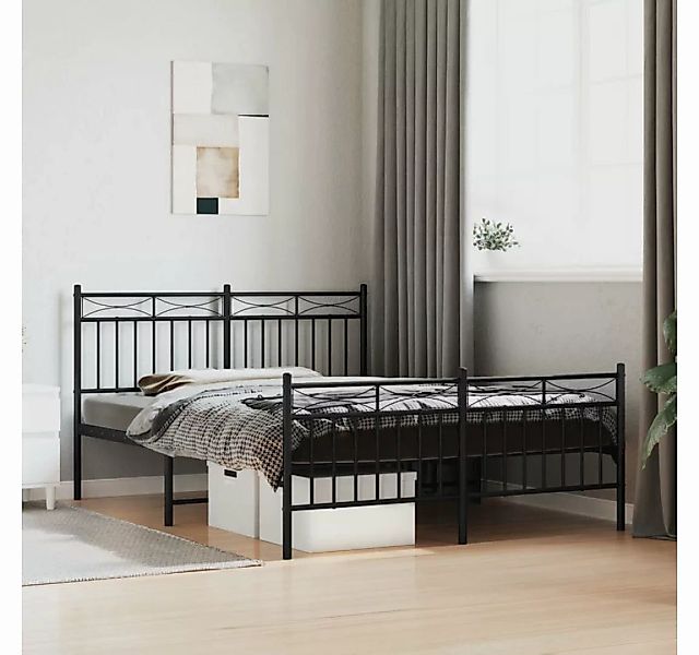 furnicato Bett Bettgestell mit Kopf- und Fußteil Metall Schwarz 140x200 cm günstig online kaufen