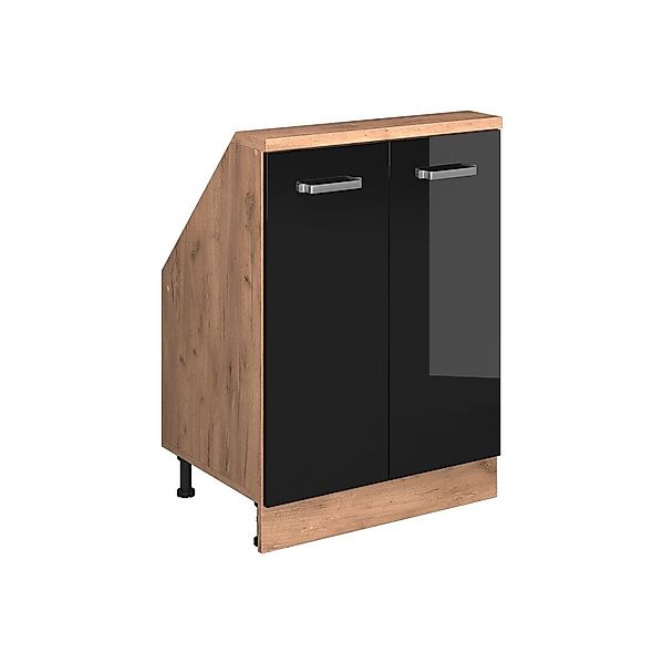 Vicco Unterschrank R-Line, Schwarz Hochglanz/Goldkraft Eiche, günstig online kaufen