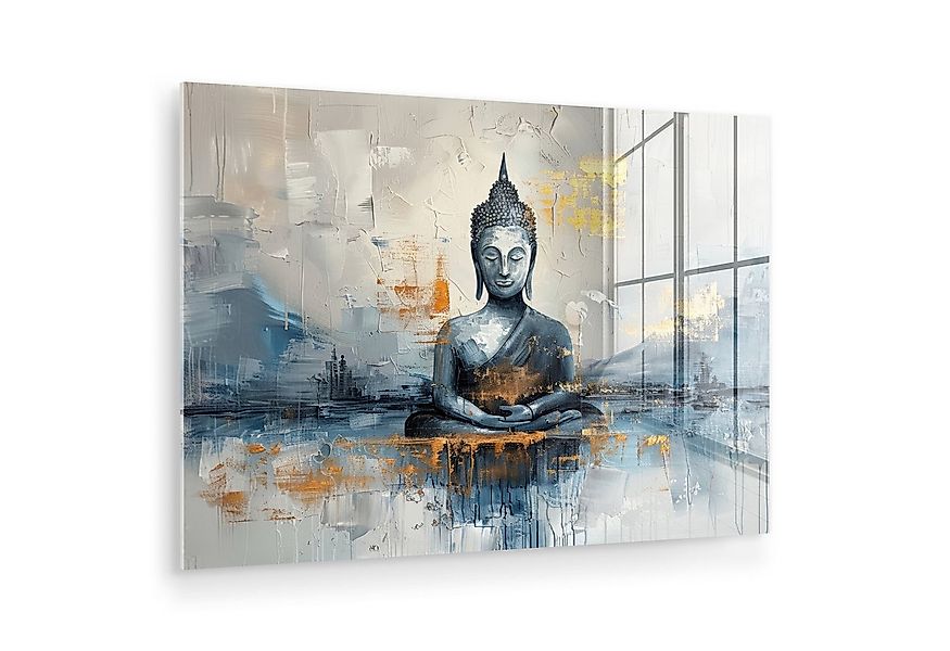 MuchoWow Acrylglasbild Buddha - Gold - Abstrakt - Modern, Inkl. Aufhängung, günstig online kaufen