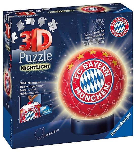 Ravensburger 3D-Puzzle Ball Nachtlicht FC Bayern München 12177, 72 Puzzlete günstig online kaufen