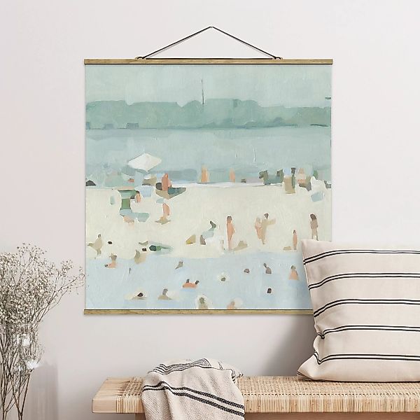 Stoffbild Kunstdruck mit Posterleisten - Quadrat Sandbank im Meer I günstig online kaufen