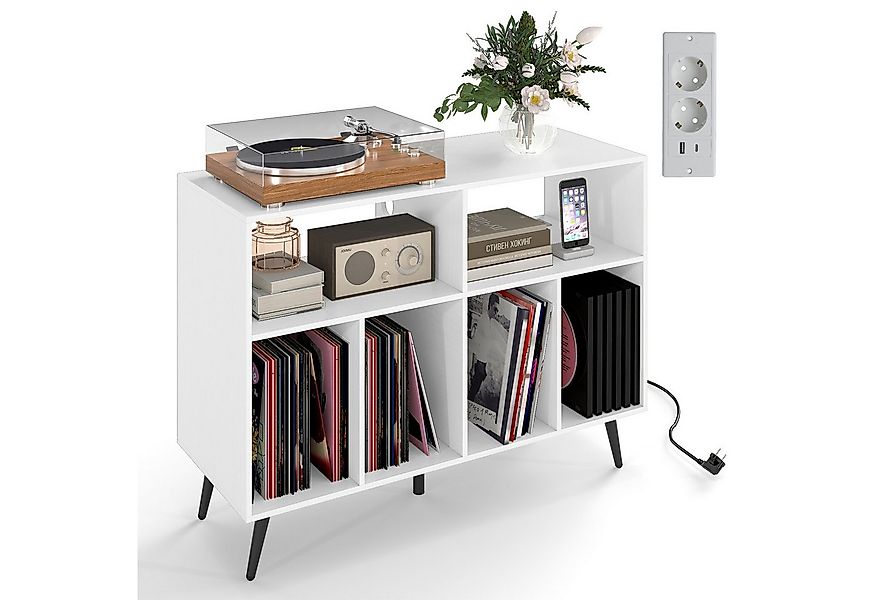 COSTWAY Sideboard, Plattenspielerständer mit Ladestation, 100x40x74,5cm günstig online kaufen