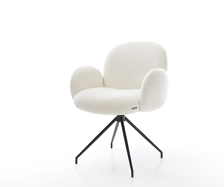 Esszimmerstuhl Nube-Flex mit Armlehnen Bouclé Soft Beige Kreuzgestell konis günstig online kaufen