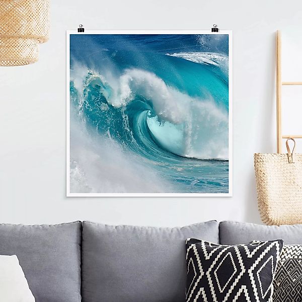 Poster Strand - Quadrat Tosende Wellen günstig online kaufen