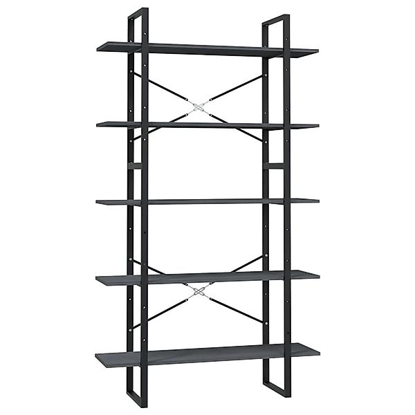 VidaXL Bücherregal 5 Fächer Grau 100x30x175 cm Massivholz Kiefer günstig online kaufen