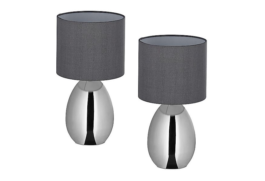 relaxdays Nachttischlampe 2er Set, Ein-/Ausschalter, Ohne Leuchtmittel, sil günstig online kaufen