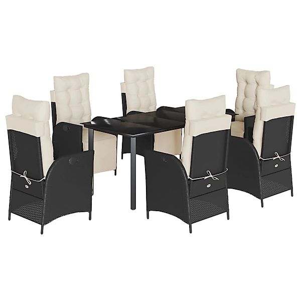 vidaXL 7-Tlg Garten-Essgruppe mit Kissen Schwarz Poly Rattan 3213389 günstig online kaufen
