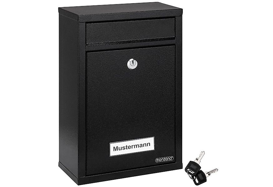 monzana Wandbriefkasten, Schwarz inkl. 2 Schlüssel Namensschild abschließba günstig online kaufen