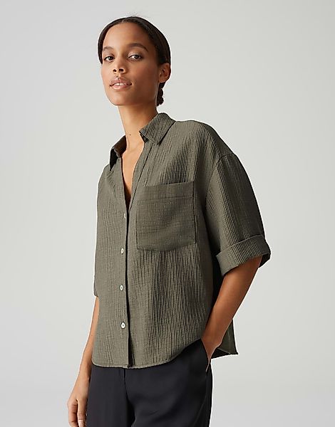 OPUS Kurzarmbluse FIORA Loose im Crinkle-Look günstig online kaufen