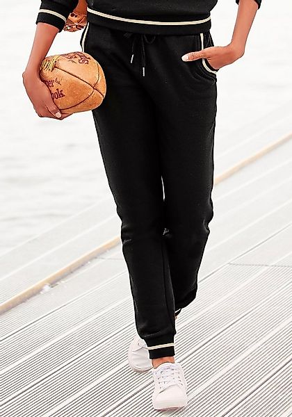 LASCANA Sweathose mit gestreifem Rippbündchen, Loungeanzug günstig online kaufen