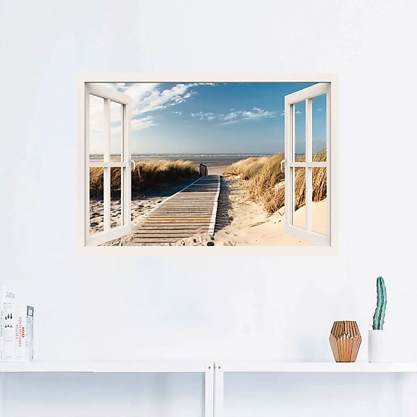 Artland Wandbild "Fensterblick Nordseestrand auf Langeoog", Fensterblick, ( günstig online kaufen