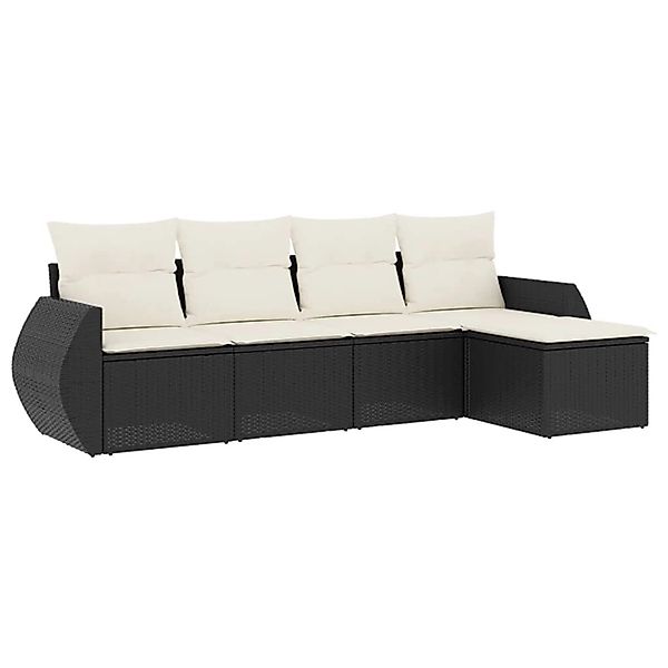 vidaXL 5-Tlg Garten-Sofagarnitur mit Kissen Schwarz Poly Rattan 3221285 günstig online kaufen