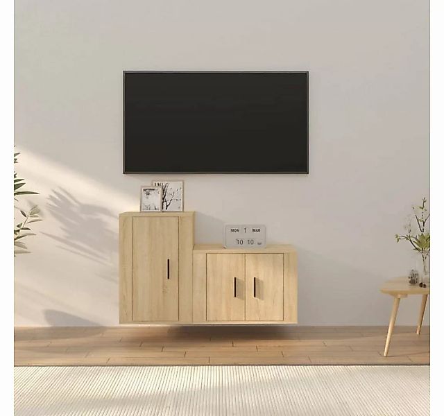 furnicato TV-Schrank 2-tlg. TV-Schrank-Set Sonoma-Eiche Holzwerkstoff günstig online kaufen