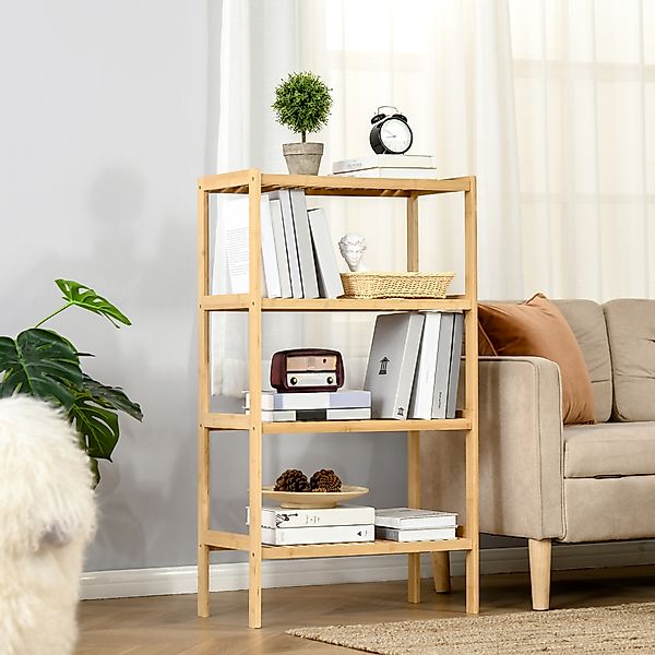 HOMCOM Standregal Bücherregal 4-stufiges Bambusregal Büroregal günstig online kaufen