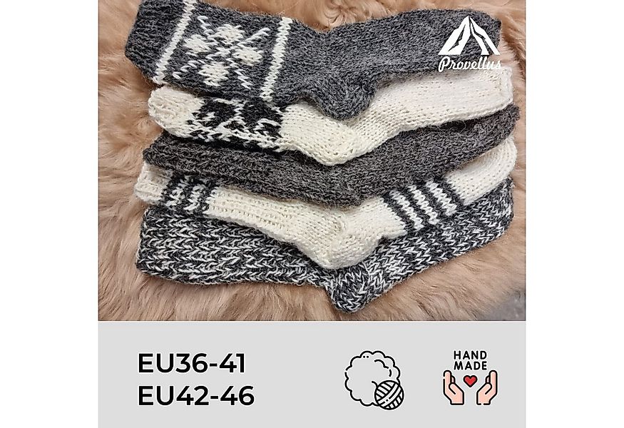Provellus Haussocken Handgestrickte Wollsocken Dick Warm EU 36-46 Unikat günstig online kaufen