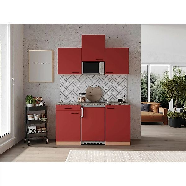 Respekta Economy Küchenzeile KB150BRMIC 150 cm Rot-Buche günstig online kaufen
