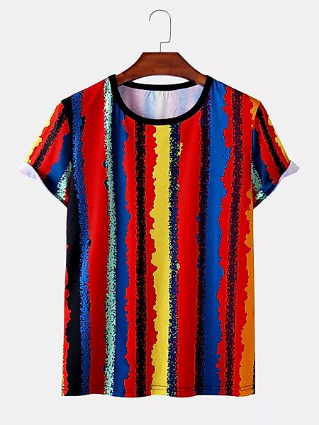 Herren National Style Colorful Gestreifte Casual Light T-Shirts günstig online kaufen