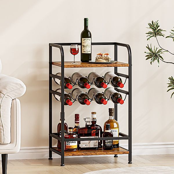 OUNUO Weinregal freistehend Flaschenregal 4 Etagen günstig online kaufen