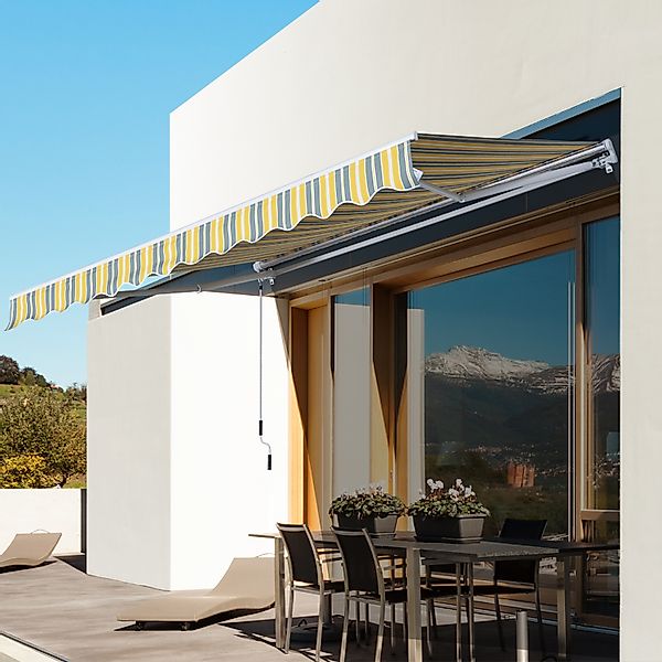 Outsunny Gelenkarmmarkise mit Handkurbel 2,95x2,45m für Balkon, Gelb/Grau, günstig online kaufen