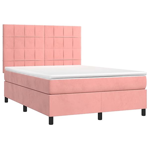 vidaXL Boxspringbett mit Matratze & LED Rosa 140x190 cm Samt 3136124 günstig online kaufen