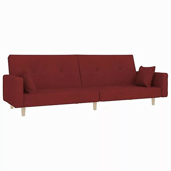 vidaXL Schlafsofa, Sofa 2-Sitzer mit 2 Kissen Weinrot Stoff günstig online kaufen