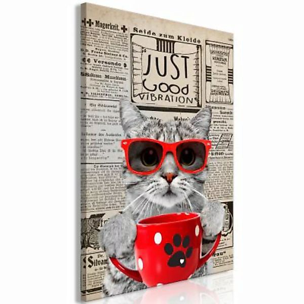 artgeist Wandbild Cat With Coffee (1 Part) Vertical mehrfarbig Gr. 40 x 60 günstig online kaufen