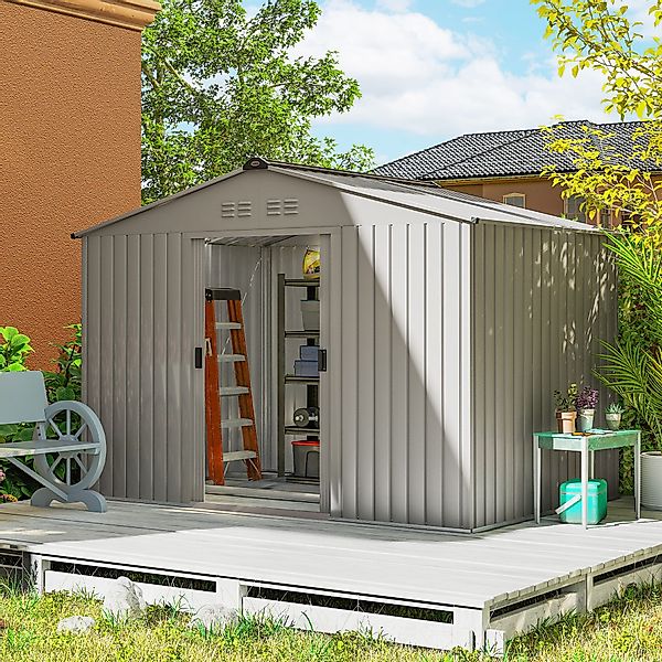 Outsunny Gerätehaus 4,9m² mit Satteldach, Fundament, günstig online kaufen