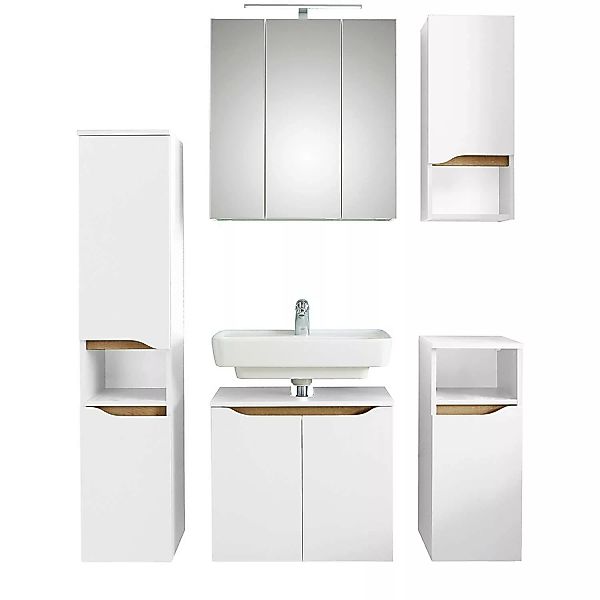 Badezimmer Komplett Set in Weiß Glanz mit Weiß Hochglanz QUEIMADOS-66, B/H/ günstig online kaufen