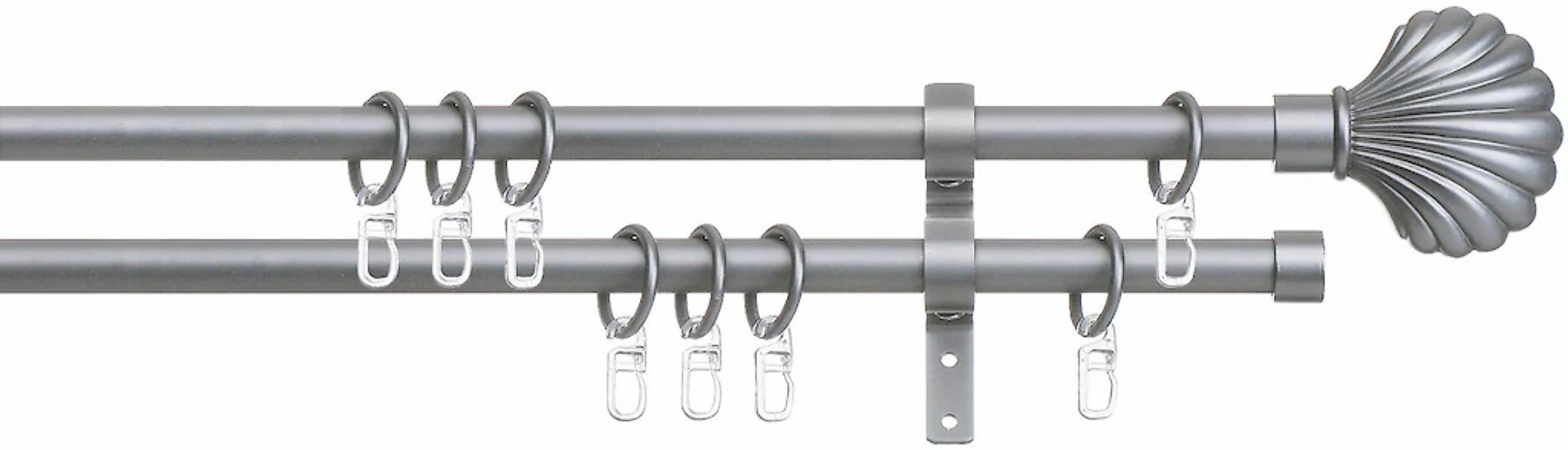 indeko Gardinenstange "Volterra" Ø 16 mm 2 läufig-läufig Fixmaß Komplett-Se günstig online kaufen