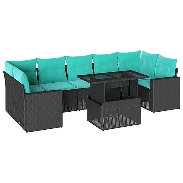 vidaXL 8-Tlg Gartensofa-Set mit Kissen Schwarz Polyrattan 3267147 günstig online kaufen