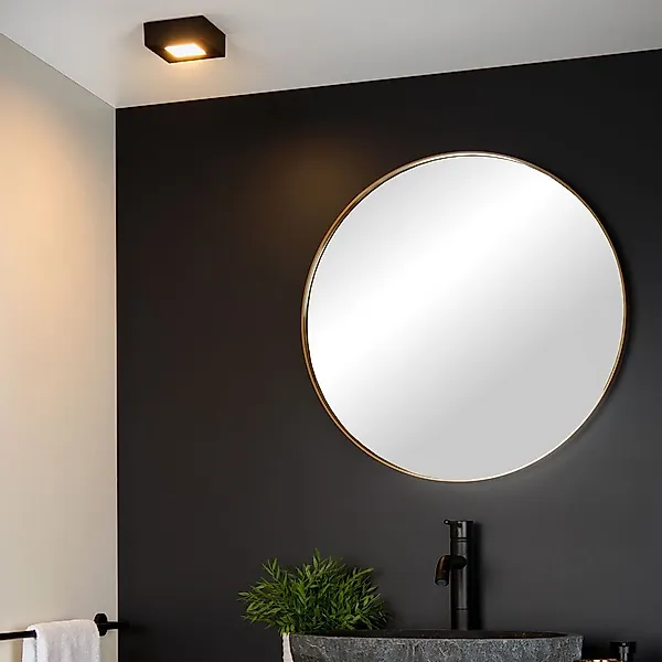 LED Deckenleuchte Brice in Schwarz 8W 3000K 362lm IP44 108mm eckig günstig online kaufen