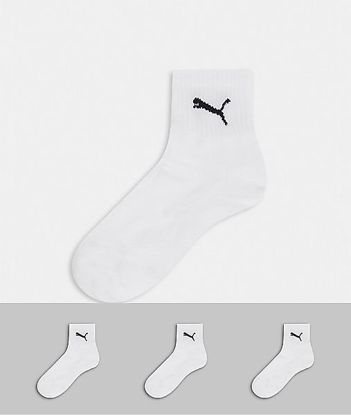 Puma – Weiße Quarter-Socken im 3er-Pack günstig online kaufen