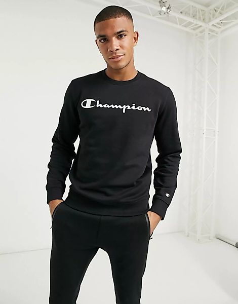 Champion – Schwarzes Sweatshirt mit großem Logo günstig online kaufen